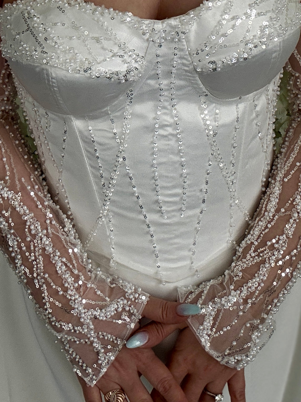 Pearl Beaded Bridal Gloves