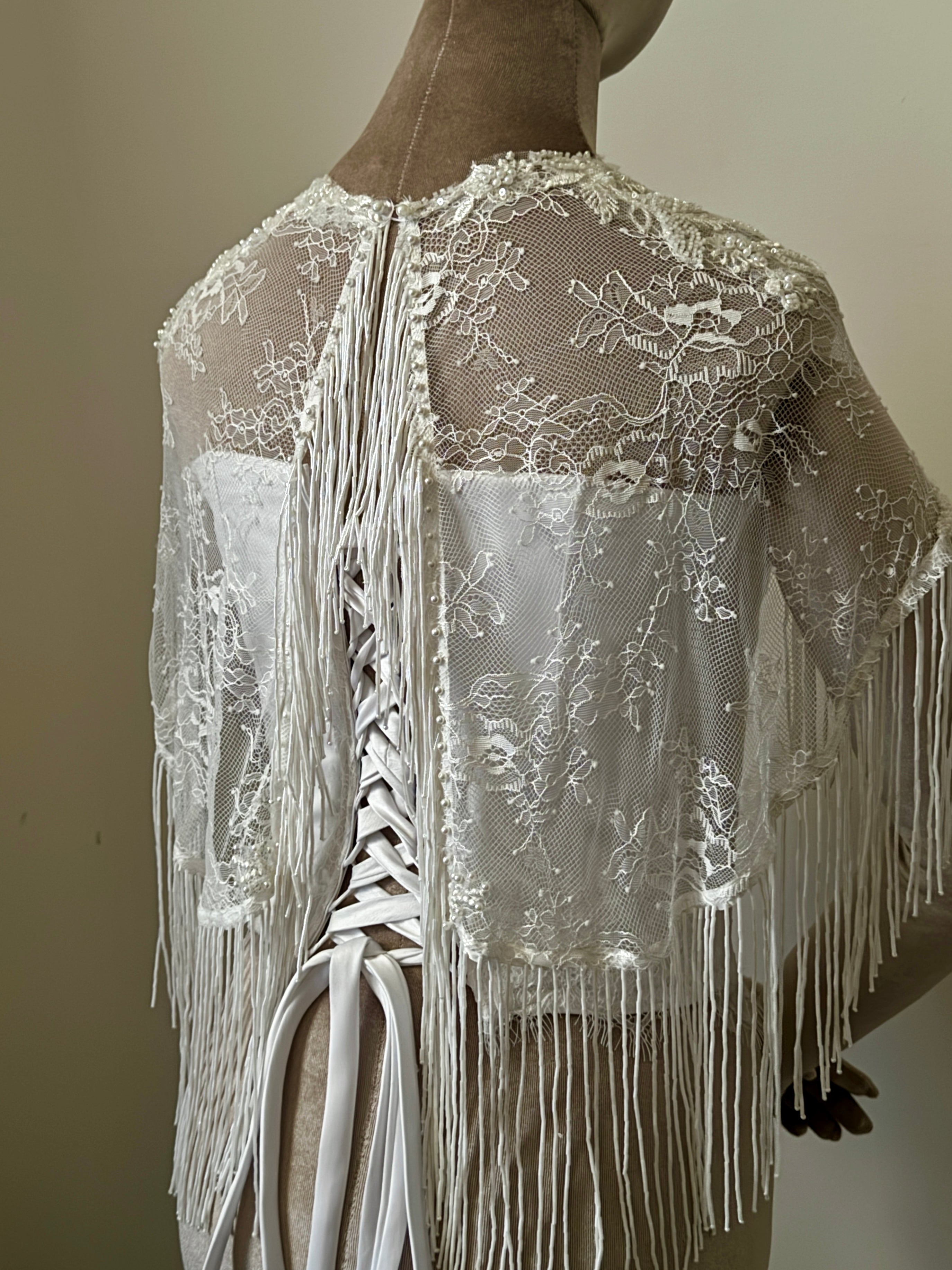 Off white Bridal Capelet – Lace Shoulder sleeves Bolero for Bride