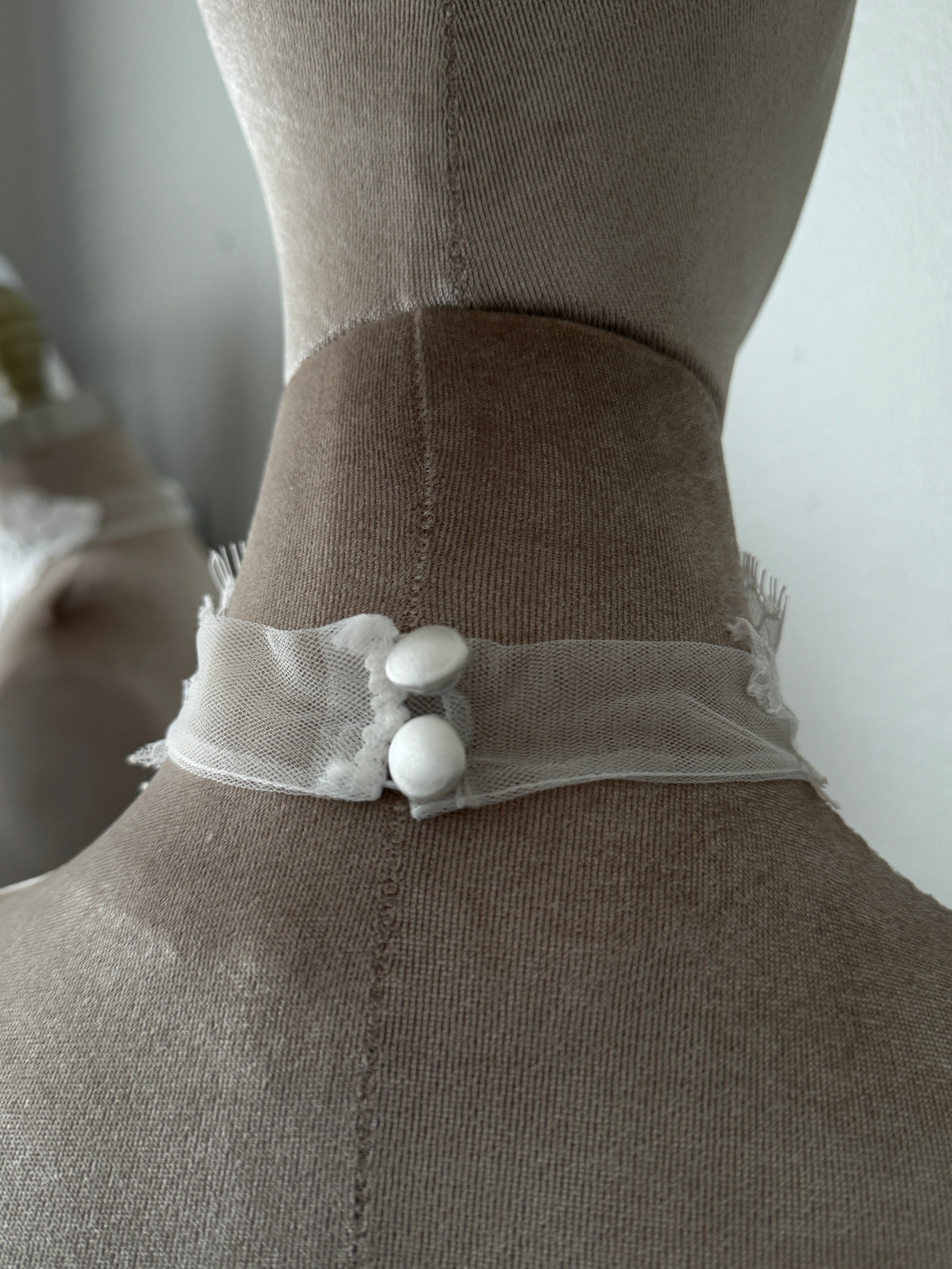 White off Lace Choker and Gloves Set