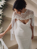 Off white Bridal Capelet – Lace Shoulder sleeves Bolero for Bride