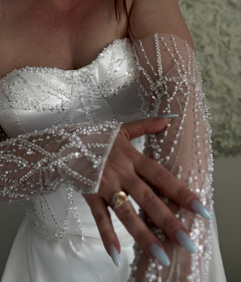 Pearl Beaded Bridal Gloves
