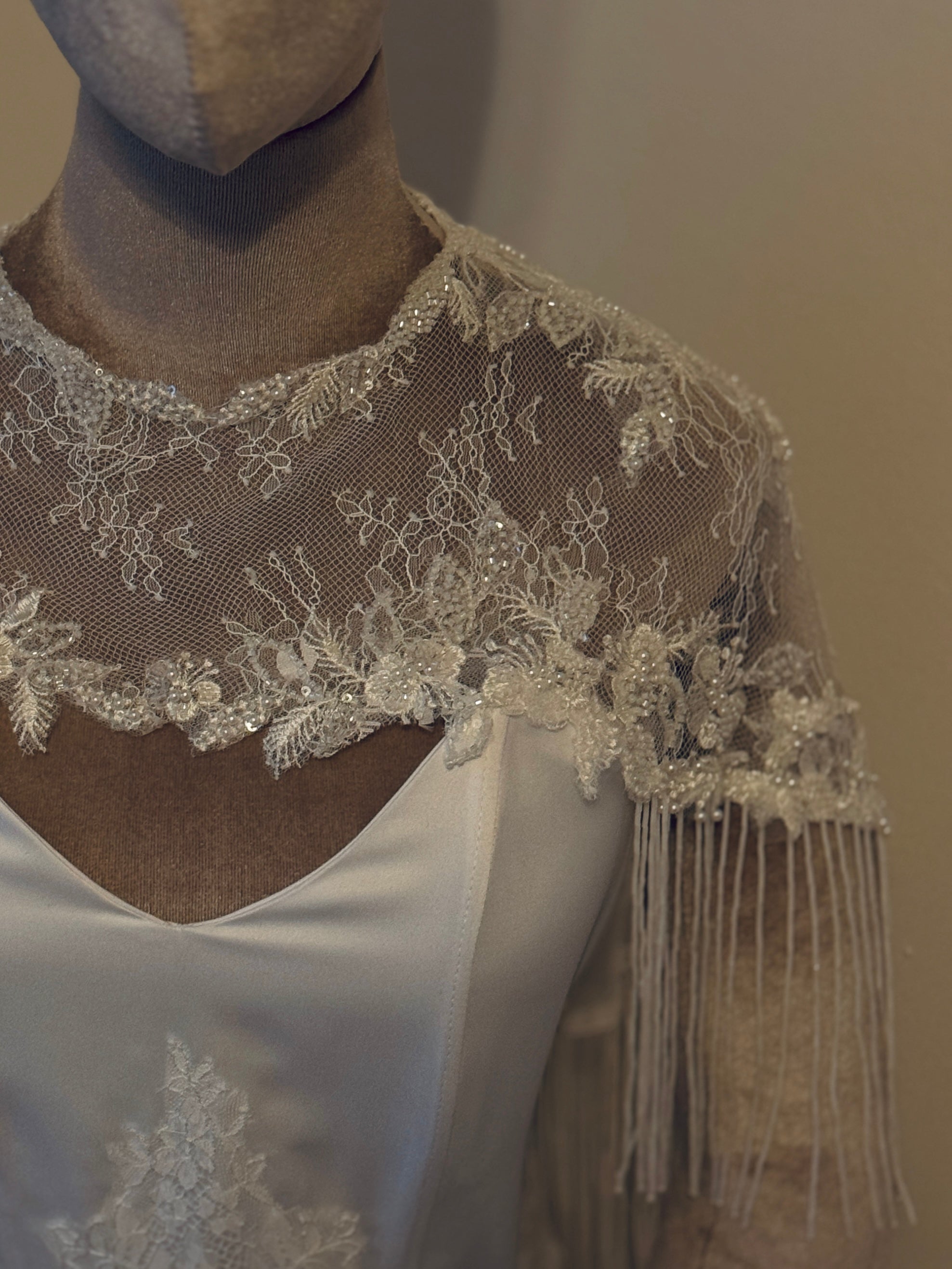 Off white Bridal Capelet – Lace Shoulder sleeves Bolero for Bride