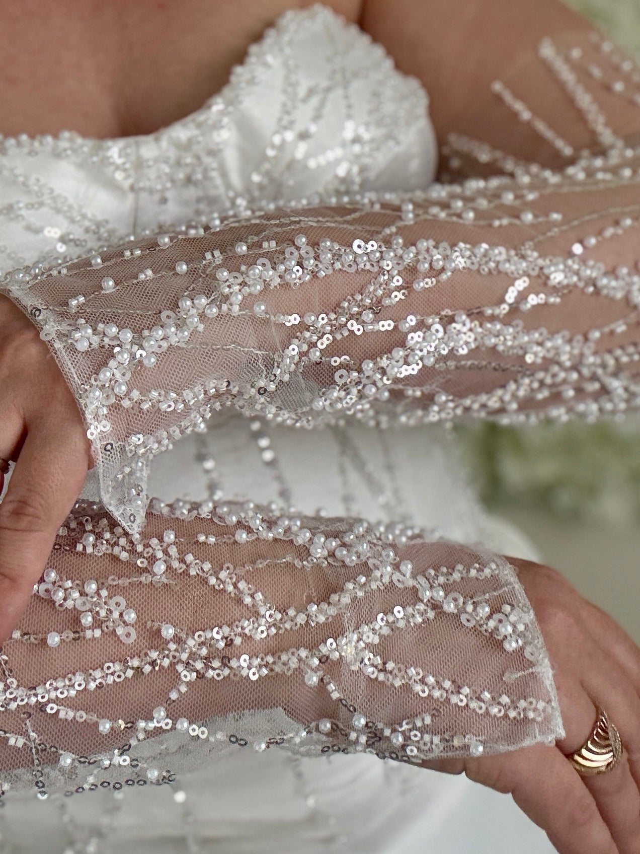 Pearl Beaded Bridal Gloves